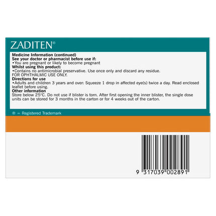 Zaditen Sterile Eye Drops 20 x 0.4mL