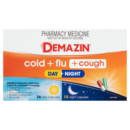 Demazin Cold & Flu + Cough Day + Night 48 Capsules
