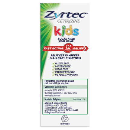 Zyrtec Kids Allergy & Hayfever Oral Liquid Grape 120ml