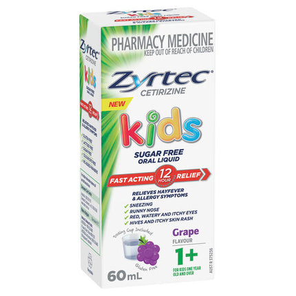 Zyrtec Kids Allergy & Hayfever Oral Liquid Grape 60ml