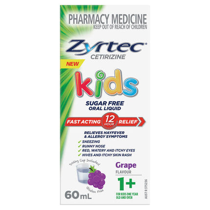 Zyrtec Kids Allergy & Hayfever Oral Liquid Grape 60ml