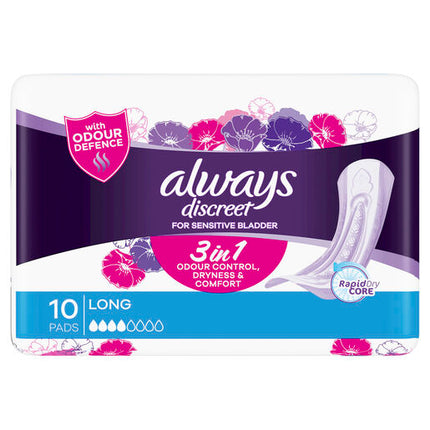 Always Discreet For Sensitive Bladder Long 10 Pads