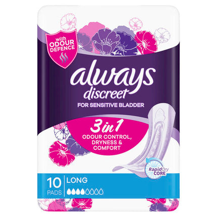 Always Discreet For Sensitive Bladder Long 10 Pads
