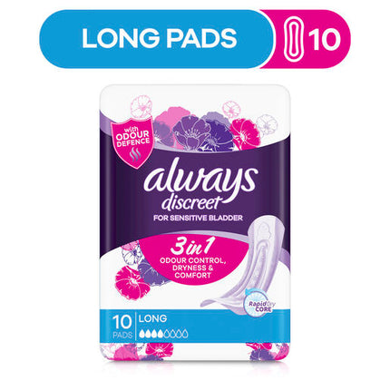 Always Discreet For Sensitive Bladder Long 10 Pads