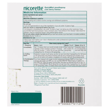 Nicorette QuickMist Mouth Spray Cool Berry 2 Pack