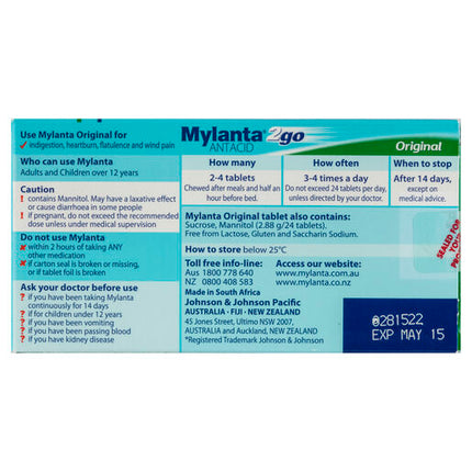 Mylanta2Go Antacid Original 48 Tablets