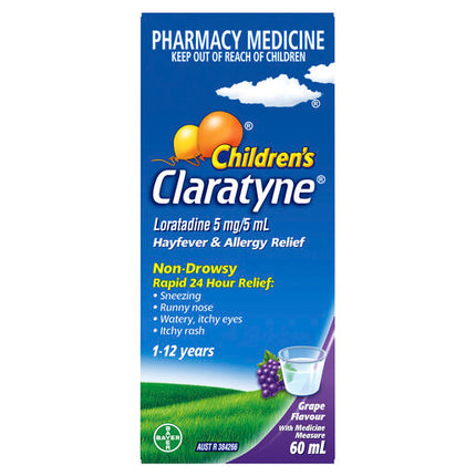 Claratyne Children's Hayfever & Allergy Relief Antihistamine Grape Flavour Syrup 60mL