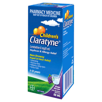 Claratyne Children's Hayfever & Allergy Relief Antihistamine Grape Flavour Syrup 60mL