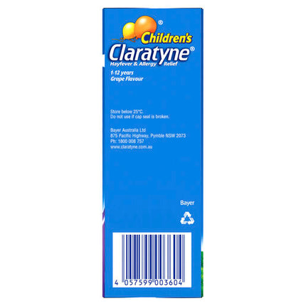 Claratyne Children's Allergy & Hayfever Relief Syrup For Kids Grape Flavour 120mL
