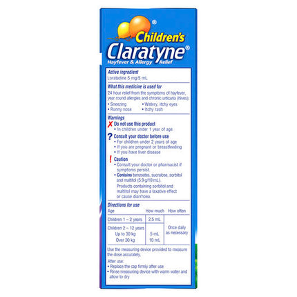 Claratyne Children's Allergy & Hayfever Relief Syrup For Kids Grape Flavour 120mL