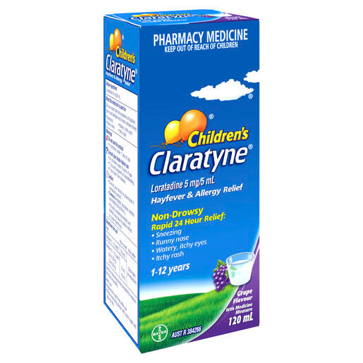 Claratyne Children's Allergy & Hayfever Relief Syrup For Kids Grape Flavour 120mL