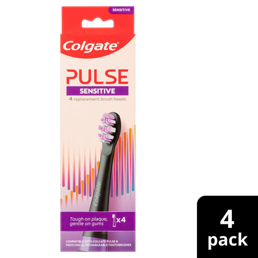 Colgate Pulse Sensitive Electric Toothbrush Replacement Brush Head Refills, 4 Pack