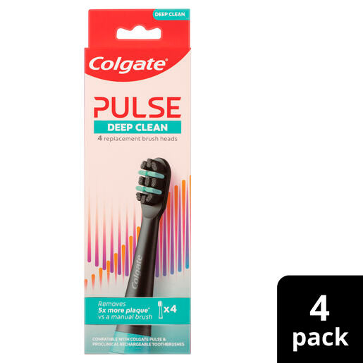 Colgate Pulse Deep Clean Electric Toothbrush Replacement Brush Head Refills, 4 Pack
