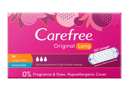 Carefree Original Unscented Long Panty Liners 30 Pack