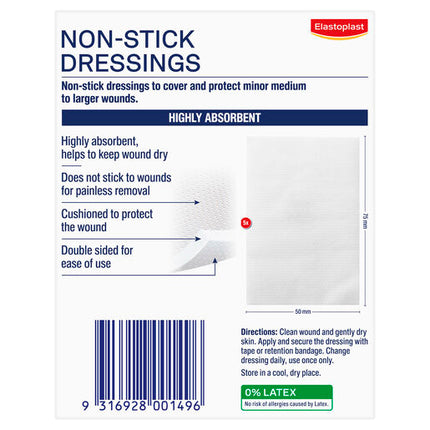 Elastoplast Non-Stick Wound Dressings 7.5x5cm 5 Pack