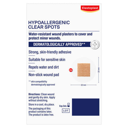 Elastoplast Hypoallergenic Transparent Spots Water-Repellent 24 Pack