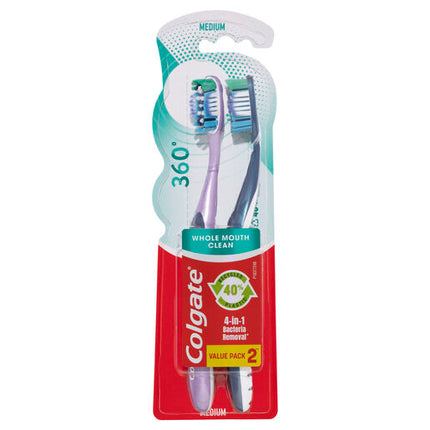 Colgate 360° Toothbrush Medium Twin Pack