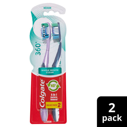 Colgate 360° Toothbrush Medium Twin Pack