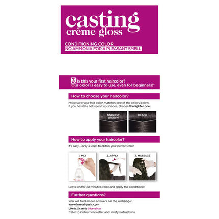 L'Oreal Casting Creme Gloss Semi-Permanent Hair Colour 200 Ebony