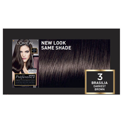 L'Oréal Paris Préférence Permanent Hair Colour - 3 Brasilia (Dark Brown)