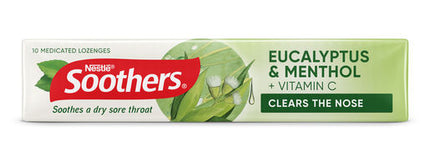 Soothers Eucalyptus & Menthol Stick 10 Medicated Lozenges