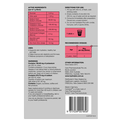 Hydralyte Plus Collagen Powder Sticks 10 Pack