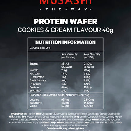 Musashi Protein Wafer Bar Cookies & Cream 40g