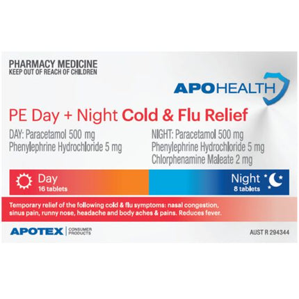 ApoHealth Cold & Flu PE Day & Night 24 Tablets