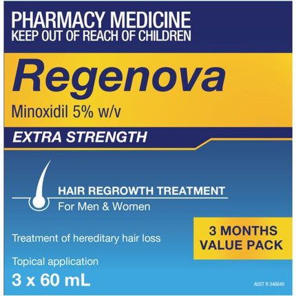 Regenova 5% Topical Hair Regrowth Treatment 3 x 60ml