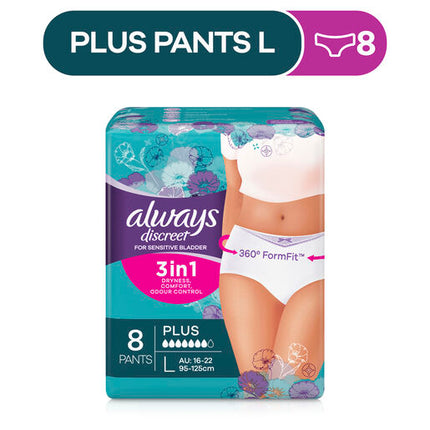 Always Discreet Underwear 8 Plus Pants Large