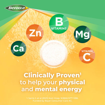 Berocca Energy Vitamin B & C Mango & Orange Flavour Effervescent Tablets 45 Pack