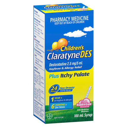 Claratyne Children's DES Hayfever & Allergy Relief Bubblegum Flavour Syrup 100ml