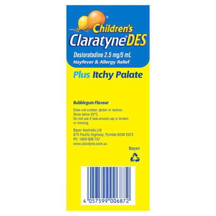 Claratyne Children's DES Hayfever & Allergy Relief Bubblegum Flavour Syrup 100ml