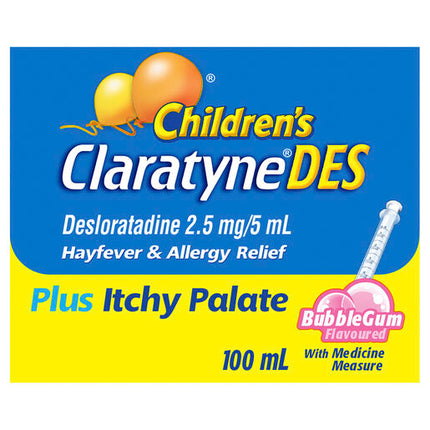 Claratyne Children's DES Hayfever & Allergy Relief Bubblegum Flavour Syrup 100ml