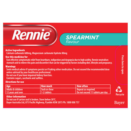 Rennie Indigestion & Heartburn Relief Chewable Tablets 48 Pack