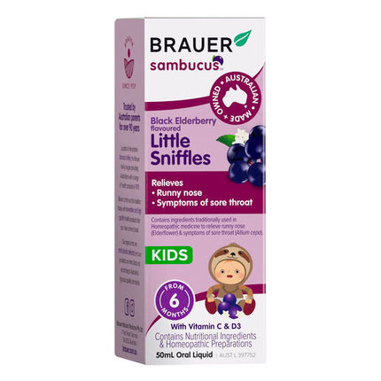 Brauer Sambucus Black Elderberry Kids Little Sniffles 50ml