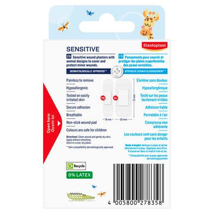 Elastoplast Sensitive Kids Animals Plasters 20 Pack