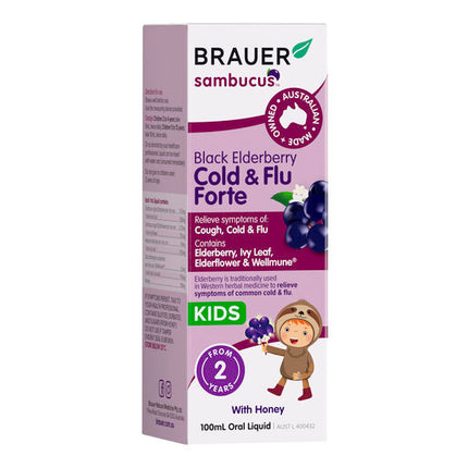 Brauer Sambucus Black Elderberry Kids Cold & Flu Forte 100ml