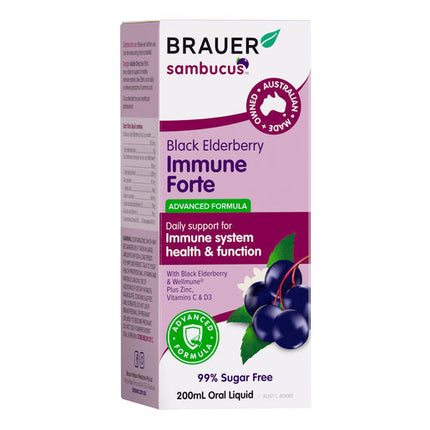 Brauer Sambucus Black Elderberry Cold & Flu Forte 200ml