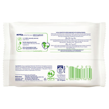 Nivea Sensitive Facial Cleansing Wipes 25