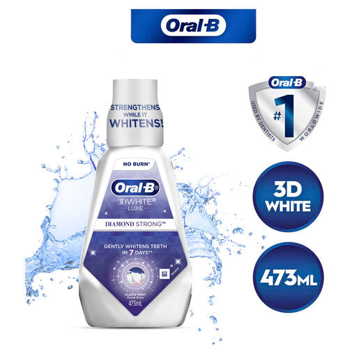 Oral B 3D White Luxe Diamond Strong Clean Mint Mouthwash 473mL