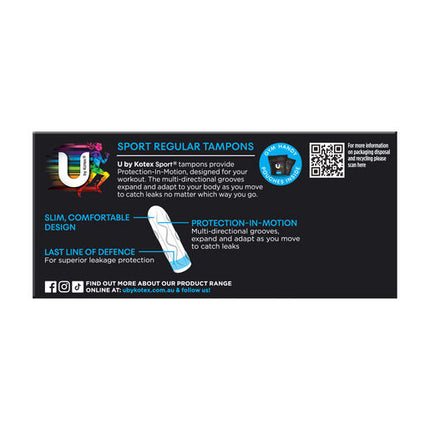 U By Kotex Regular Sports Tampons 16 Pack