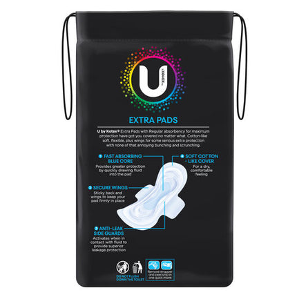 U By Kotex Regular Extra Pads With Wings 16 Pack
