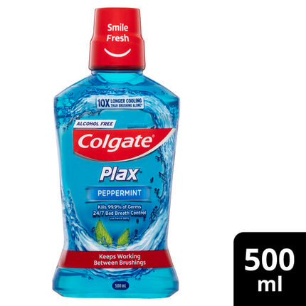 Colgate Plax Alcohol Free Antibacterial Mouthwash Peppermint 500mL