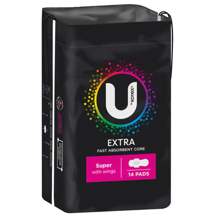 U By Kotex Super Extra Pads With Wings 14 Pack