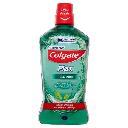 Colgate Plax Alcohol Free Antibacterial Mouthwash Freshmint 1L