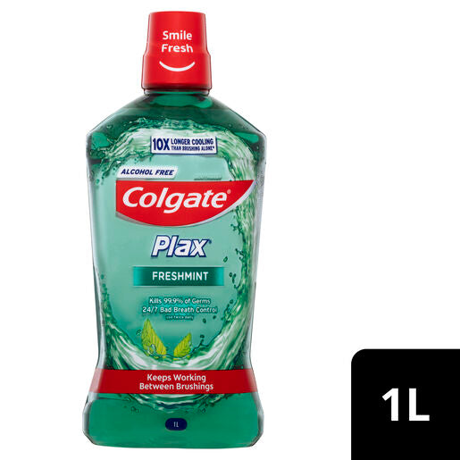 Colgate Plax Alcohol Free Antibacterial Mouthwash Freshmint 1L
