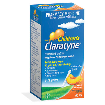 Claratyne Children's Hayfever & Allergy Relief 1-12 Years Peach Flavour 60mL