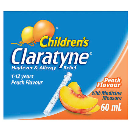 Claratyne Children's Hayfever & Allergy Relief 1-12 Years Peach Flavour 60mL