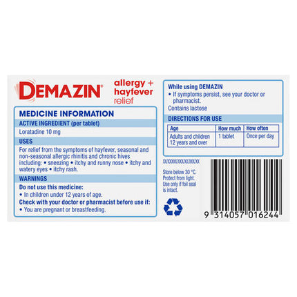 Demazin Allergy + Hayfever Relief 30 Tablets